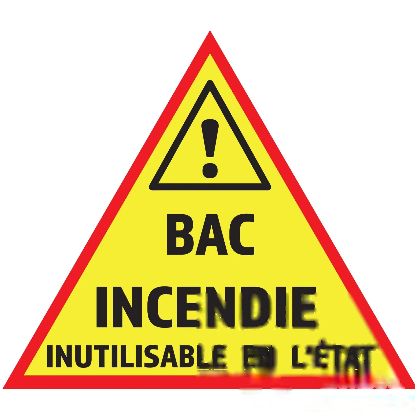 Adhésif "bac incendie inutilisable" 14 cm × 12,4 cm