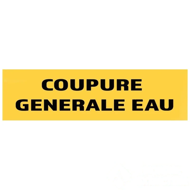 50 Panneaux "Coupure générale eau" 200 mm × 60 mm