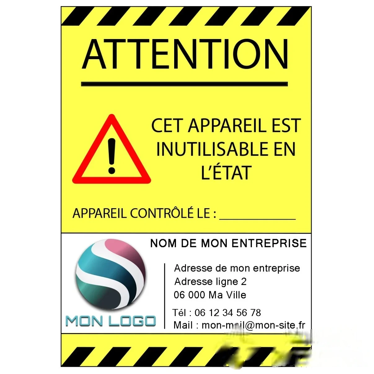 20 étiquettes "APPAREIL INUTILISABLE" personnalisées - Vinyle