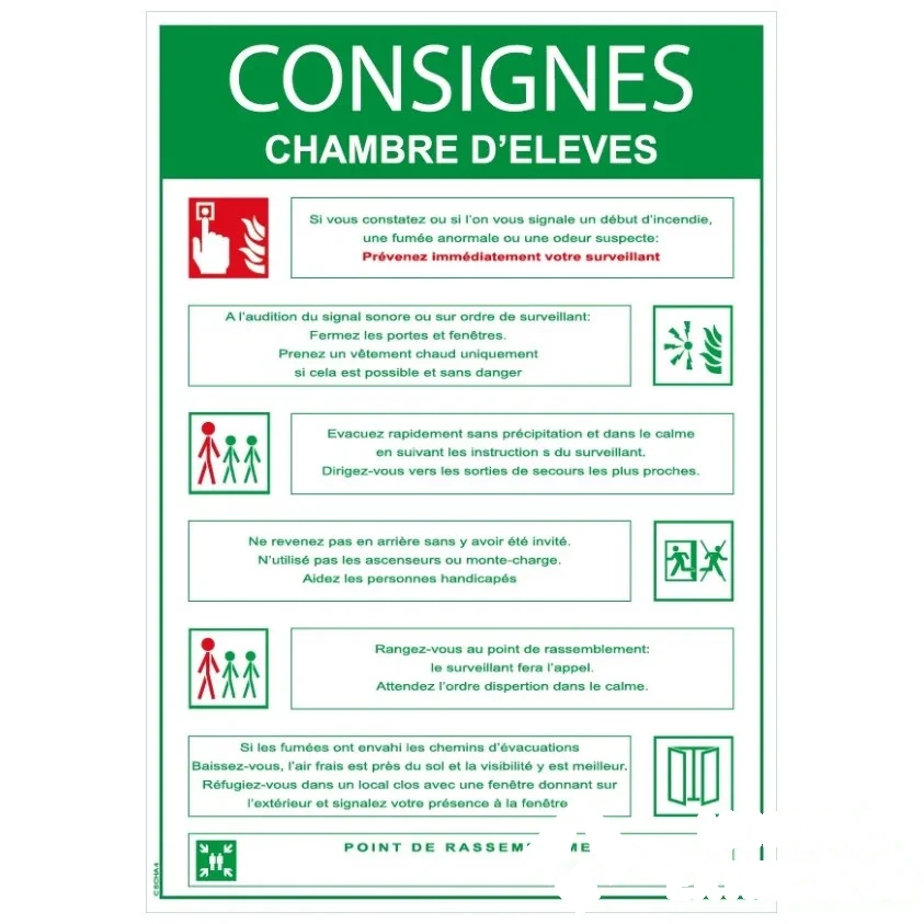 Consignes chambre d’élèves - Format A4