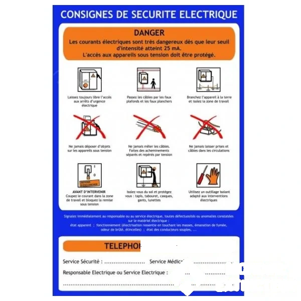 Consigne de sécurité "Consignes de sécurité électrique"