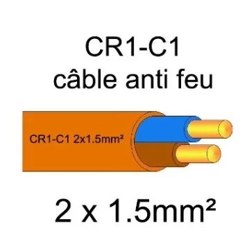 100 m de câble électrique résistant au feu - 2 × 1.5mm2 - CR1 - C1