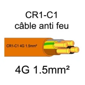 20 m de câble électrique résistant au feu - 4G1.5mm2 - CR1 - C1