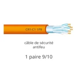20 m de câble 1 paire 9/10 pour alarmes résistant au feu - CR1 - C1